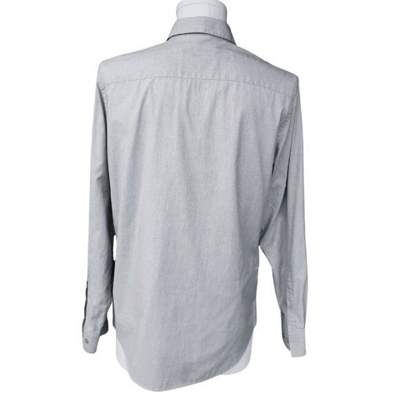 Calvin Klein SZ M Slim Fit Gray 100% Cotton Men's Button Down Shirt - Picture 5 of 13